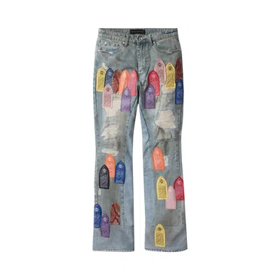 Pre-owned Who Decides War Patch Arched Repaired Distressed Denim 'multicolor' | Multi-color | Men's Size 30