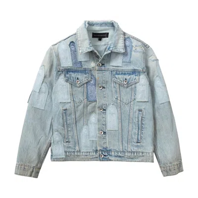 Pre-owned Who Decides War Patched Arch Denim Jacket 'sky' | Blue | Men's Size M