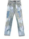 Who Decides War Patched Arch Repaired Blowout Jeans In Denim