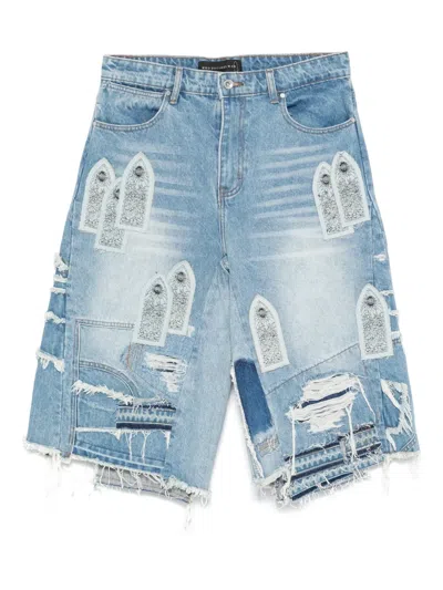 Who Decides War Patched Arch Repaired Blowout Shorts In Multicolor