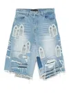 Who Decides War Patched Arch Repaired Blowout Shorts In Blue