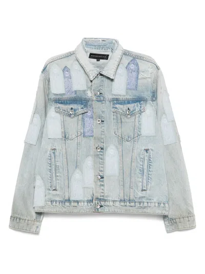 WHO DECIDES WAR PATCHED ARCHED DENIM JACKET