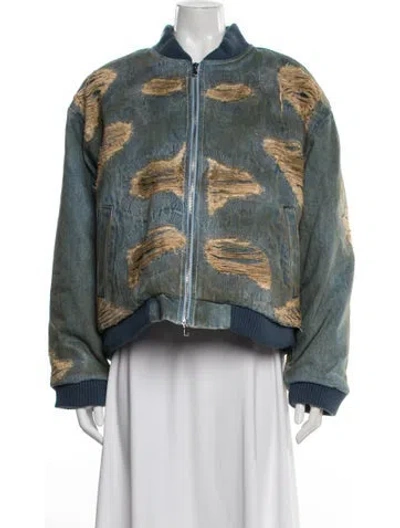 Pre-owned Who Decides War Patterned Bomber Jacket W/ Tags In Multi