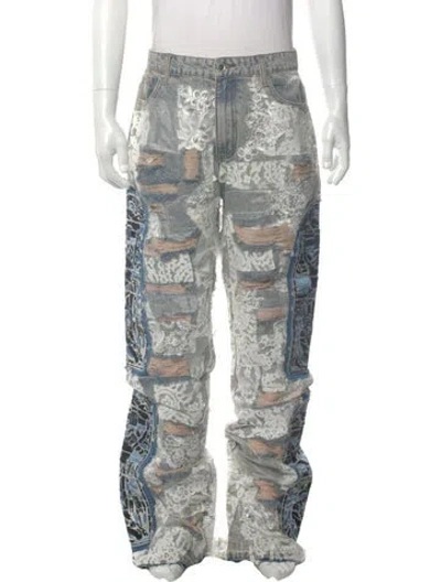 Pre-owned Who Decides War Patterned Pants In Blue