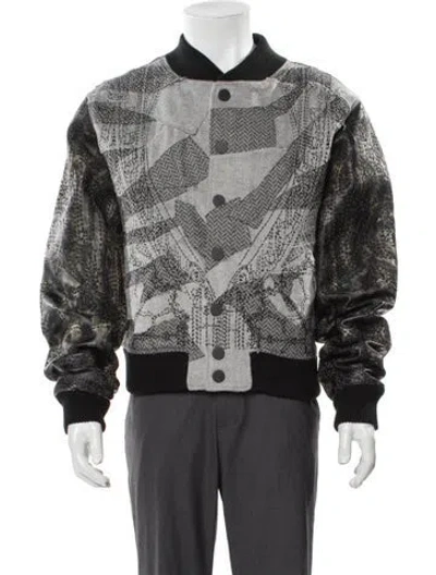 Pre-owned Who Decides War Printed Bomber Jacket In Gray
