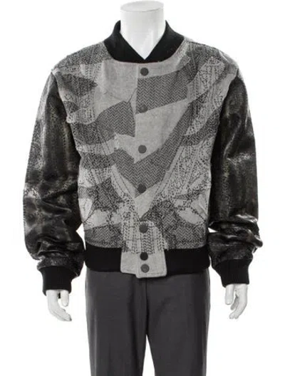 Pre-owned Who Decides War Printed Bomber Jacket In Gray
