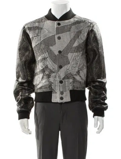Pre-owned Who Decides War Printed Bomber Jacket In Gray