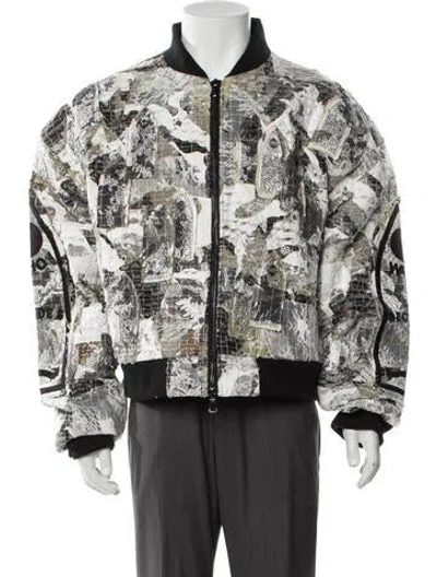 Pre-owned Who Decides War Printed Bomber Jacket In Gray