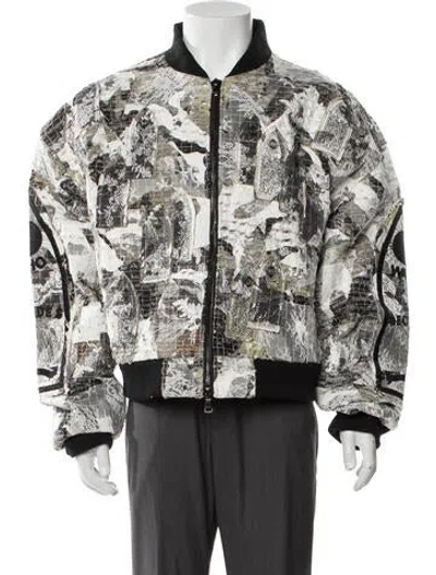 Pre-owned Who Decides War Printed Bomber Jacket In Gray