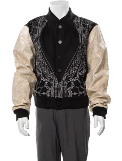 Pre-owned Who Decides War Printed Bomber Jacket W/ Tags In Black