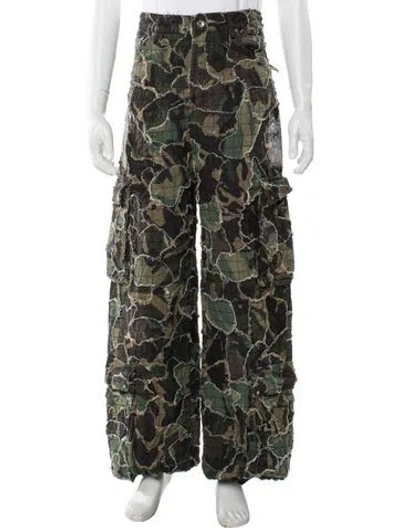 Pre-owned Who Decides War Printed Cargo Pants W/ Tags In Green