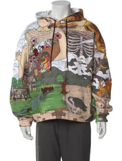 Pre-owned Who Decides War Printed Crew Neck Hoodie In Green