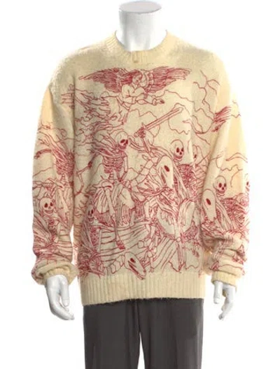 Pre-owned Who Decides War Printed Crew Neck Pullover In Neutral