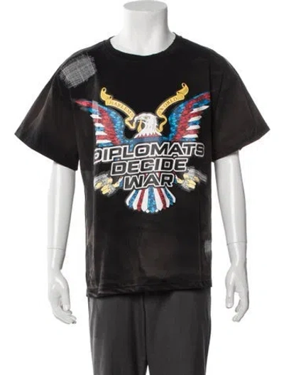 Pre-owned Who Decides War Printed Crew Neck T-shirt In Black