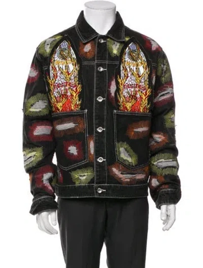 Pre-owned Who Decides War Printed Denim Jacket In Black