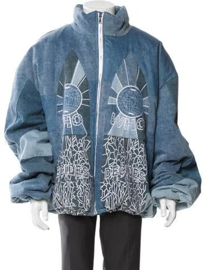 Pre-owned Who Decides War Printed Denim Jacket In Blue