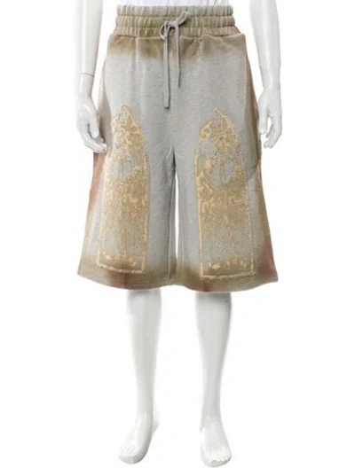 Pre-owned Who Decides War Printed Jogger Shorts W/ Tags In Gray