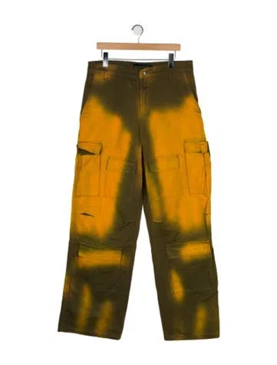 Pre-owned Who Decides War Printed Pants In Yellow
