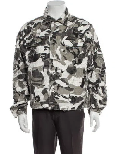 Pre-owned Who Decides War Printed Utility Jacket In Gray