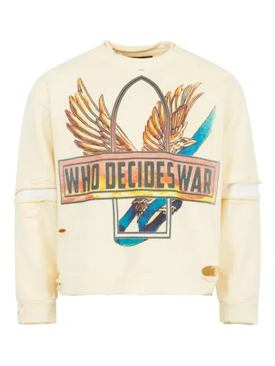 Who Decides War Ribbon-tour Distressed Sweater In Neutral