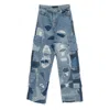 Who Decides War Ripped Patchwork Cargo Jeans In Blue