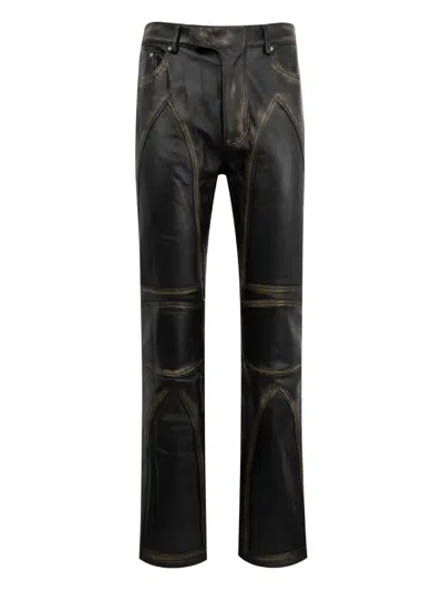 Who Decides War Rub Off Leather Pants In 黑色