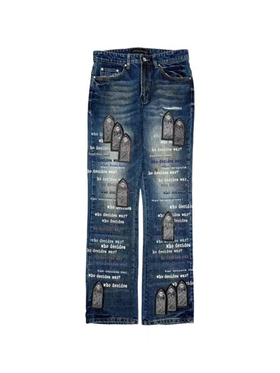Who Decides War Scripture Bootcut Jeans In Blue