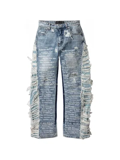 Who Decides War Scripture Distressed Jeans In Blue