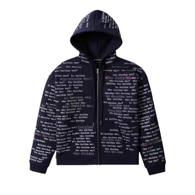 Pre-owned Who Decides War Scripture Zipper Hoodie 'indigo' | Blue | Men's Size Xxl