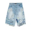 Who Decides War Patched Arch Repaired Blowout Shorts In Blue