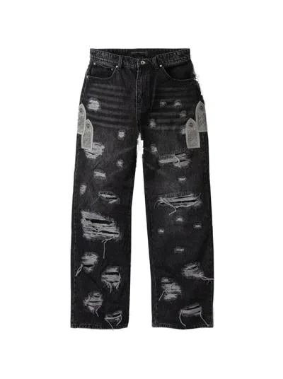 Who Decides War Side Patch Relaxation Denim Jeans - Vintage Grey