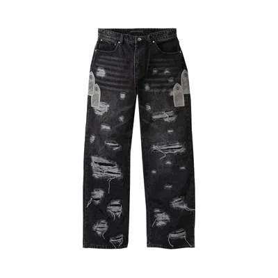 Pre-owned Who Decides War Side Patch Relaxation Denim Jeans 'vintage Grey' | Men's Size 28