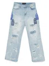 Who Decides War Blue Side Patch Relaxation Jeans In Blue