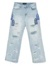 Who Decides War Blue Side Patch Relaxation Jeans In Blue