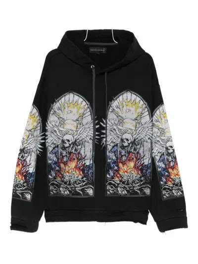 WHO DECIDES WAR SKULL-PRINT HOODIE