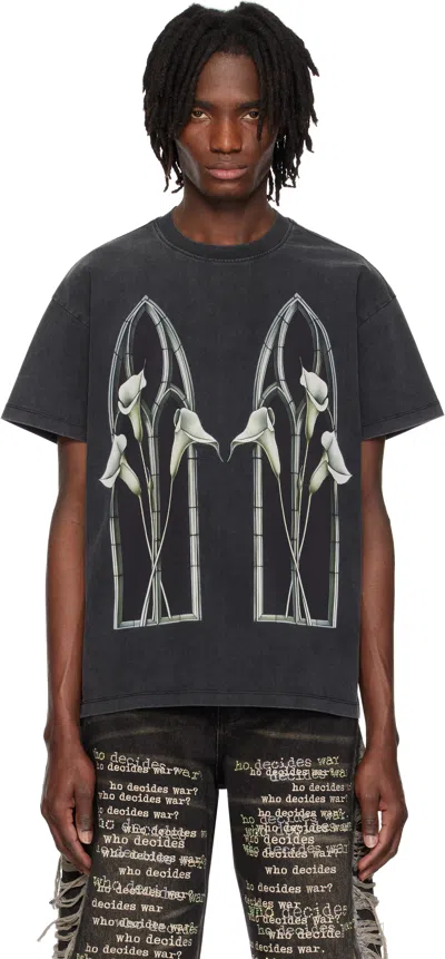 Who Decides War Ssense Exclusive Black Calla Lily Arched T-shirt In Coal
