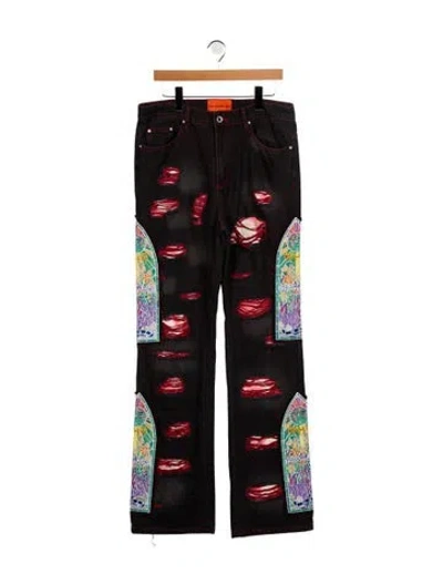 Pre-owned Who Decides War Straight-leg Jeans In Black