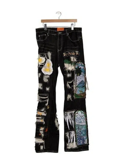 Pre-owned Who Decides War Straight-leg Jeans In Black