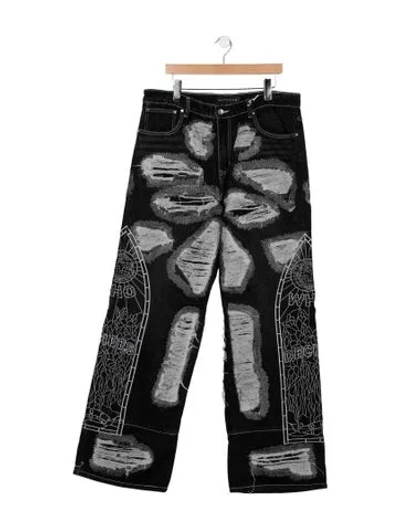 Pre-owned Who Decides War Straight-leg Jeans In Black