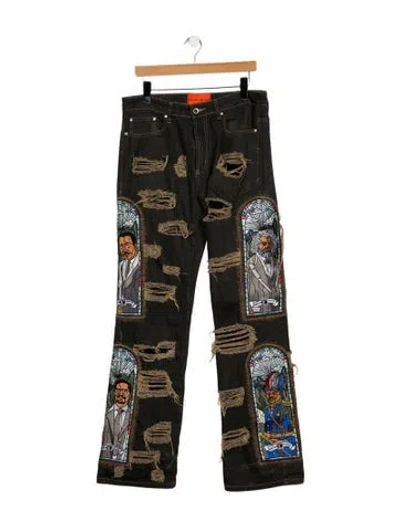 Pre-owned Who Decides War Straight-leg Jeans In Gray