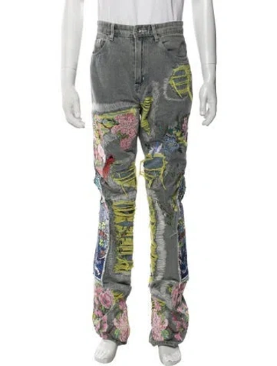 Pre-owned Who Decides War Straight-leg Jeans In Green