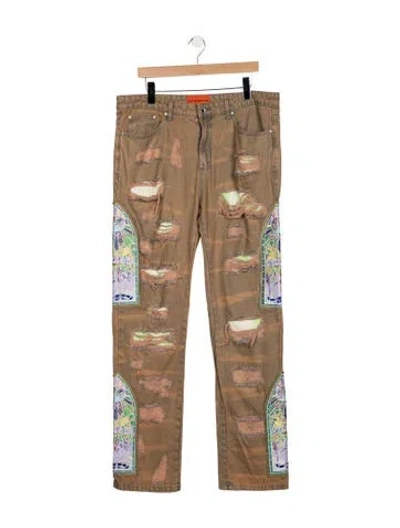 Pre-owned Who Decides War Straight-leg Jeans In Neutrals