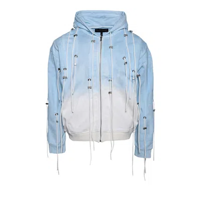 Pre-owned Who Decides War String Theory Zip Up Hoodie 'sky' | Blue | Men's Size L