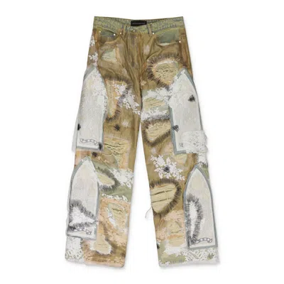 Who Decides War Tan Overdyed Lace Wide-leg Jeans In Multi