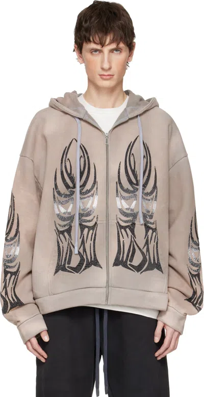 Who Decides War Taupe Winged Zip Up Hoodie In Neutral