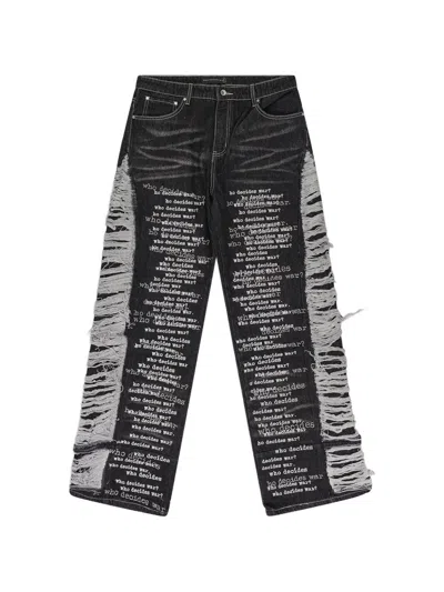 WHO DECIDES WAR ULTRA FLARE SCRIPTURE DISTRESSED JEANS