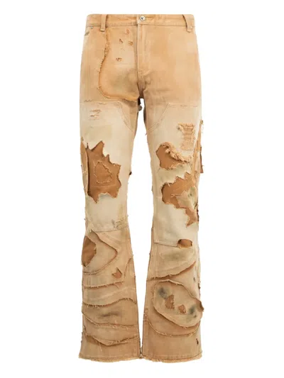 Who Decides War Unearthed Button-fastening Distressed Trousers In Brown