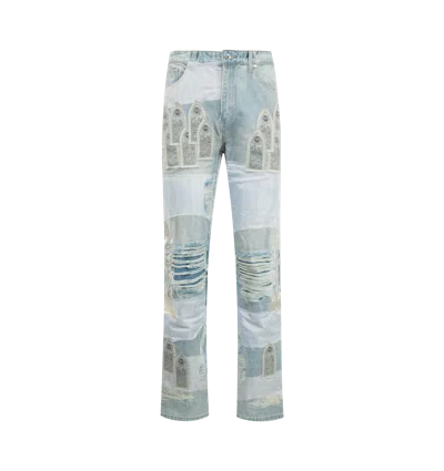 Who Decides War Wdw Winged Organza Denim Pants In Multicolor