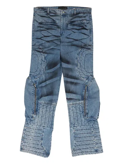 Who Decides War Whiskering-effect Jeans In Blue
