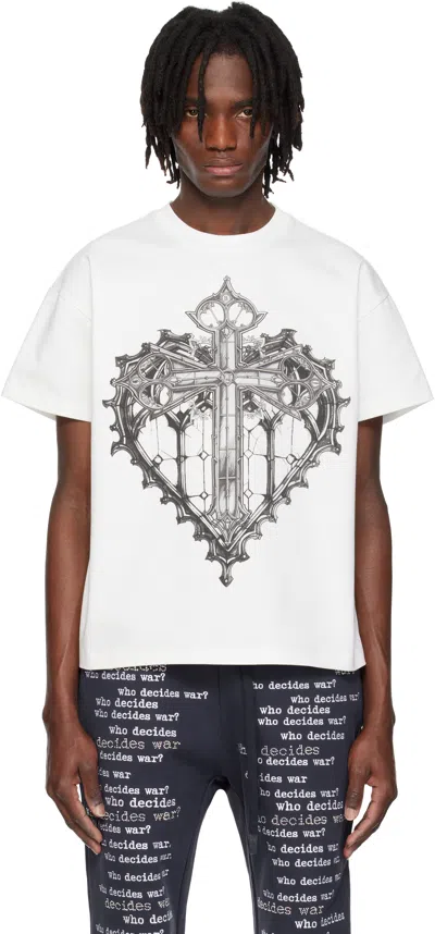 Who Decides War White Sacred Heart Short Sleeve T-shirt In Multicolor